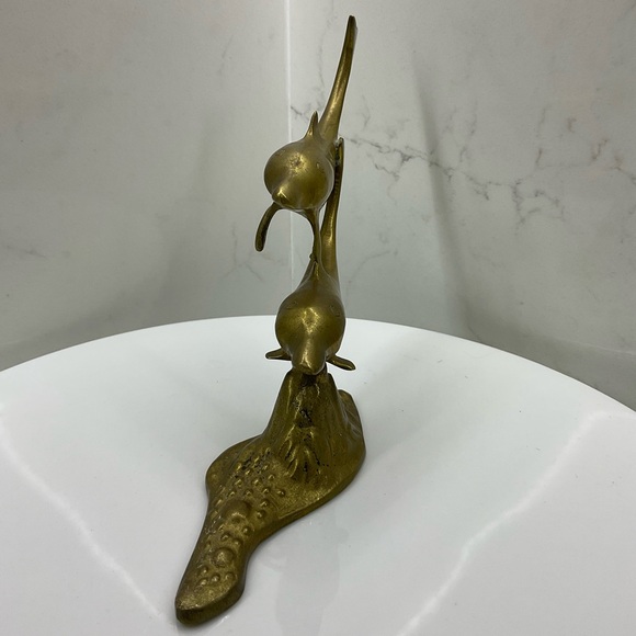 Vintage brass sculpture dolphins swimming - Picture 2 of 7